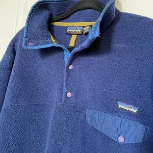 Patagonia Navy Blue Purple Snap Fleece Pullover Size:M